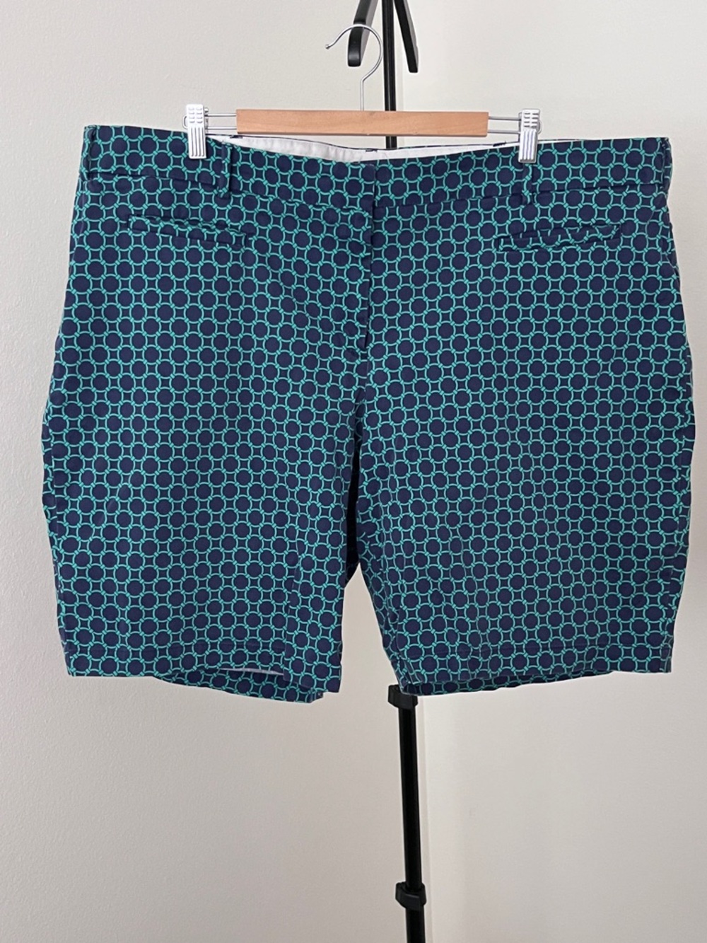 ☀️ Lands’ End Navy Aqua Print Shorts | Summer Classic | Women’s 22W